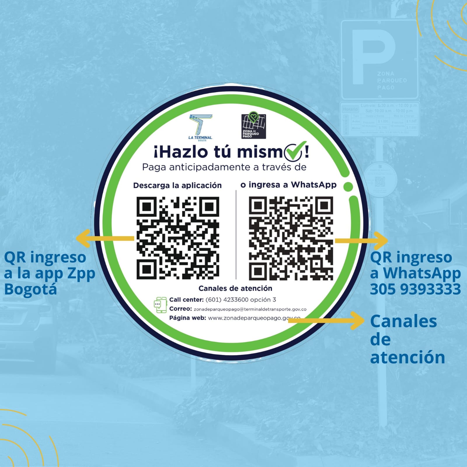 Cómo es la nueva señal de las Zonas de Parqueo Pago en Bogotá 