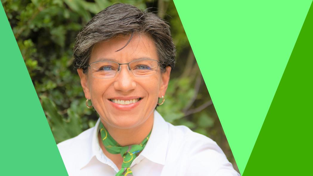 Retrato de la alcaldesa Claudia López con borde de color verde.
