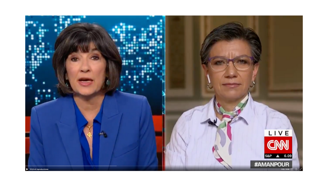 Claudia López was interviewed by journalist Christiane Amanpour for CNN.