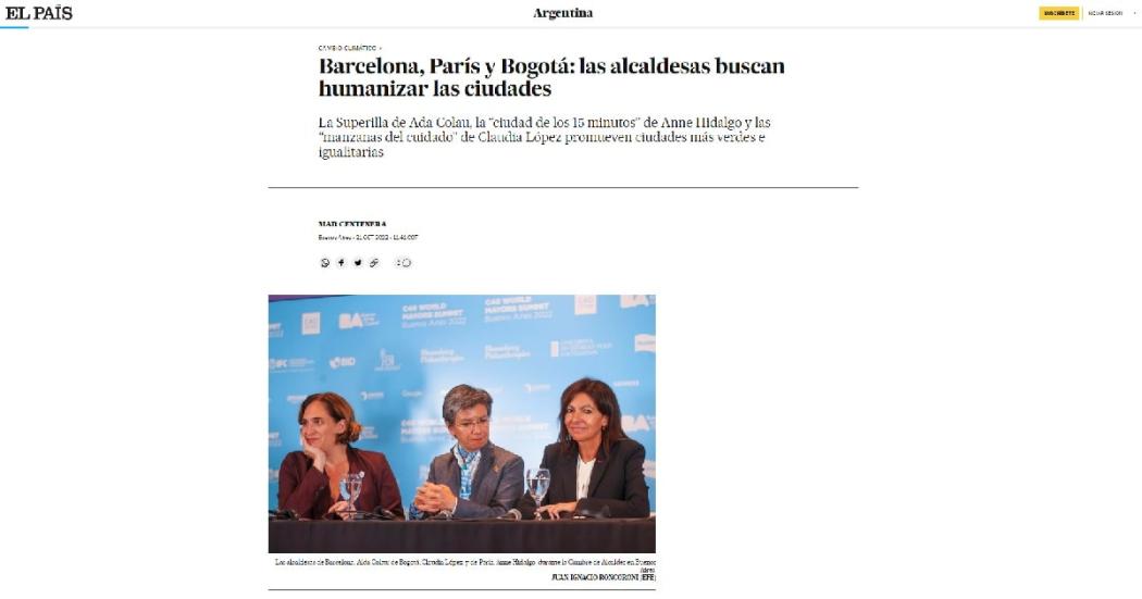 Diario El País destaca implementación del Sistema Distrital de Cuidado