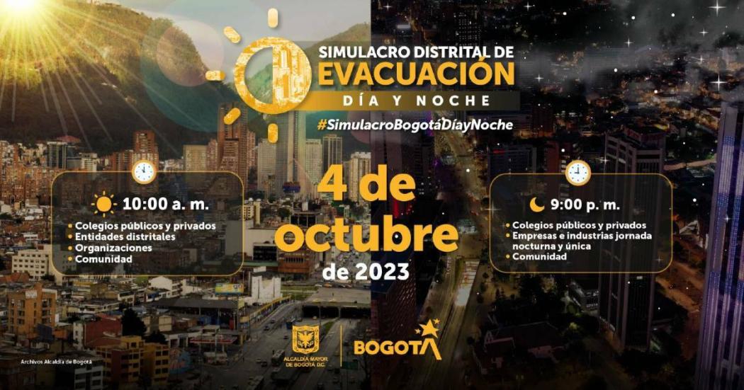 Simulacro Distrital de Evacuación en Bogotá el 4 de octubre de 2023 