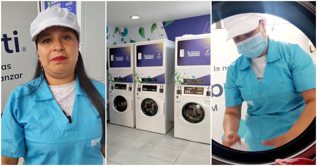 Omaira Rodríguez beneficiaria servicio de lavandería Manzana Cuidado 