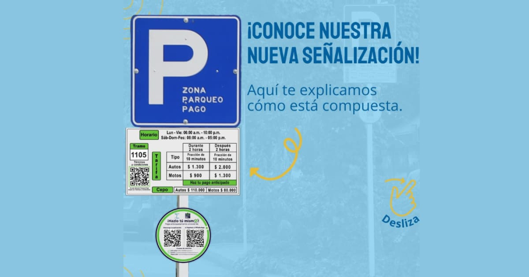 Así es la nueva señal de las Zonas de Parqueo Pago en Bogotá 