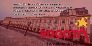 Decreto 162 imparte lineamientos para continuar con aislamiento obligatorio en Bogotá.