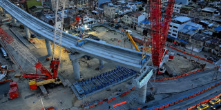 Foto del viaducto de la Línea 1 del Metro de Bogotá en la calle Octava sur con autopista Sur.