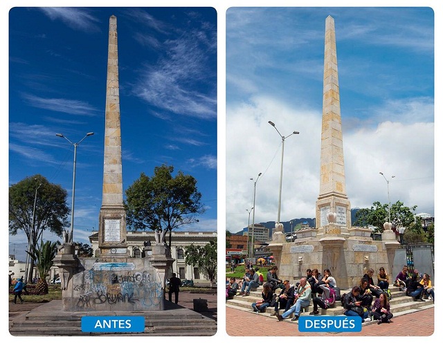 Obelisco de Los Mártires recuperado - Foto: Prensa Instituto de Patrimonio Cultural