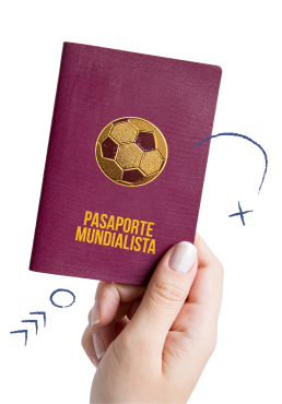 Fotografía de un pasaporte con un balón de fútbol en la portada