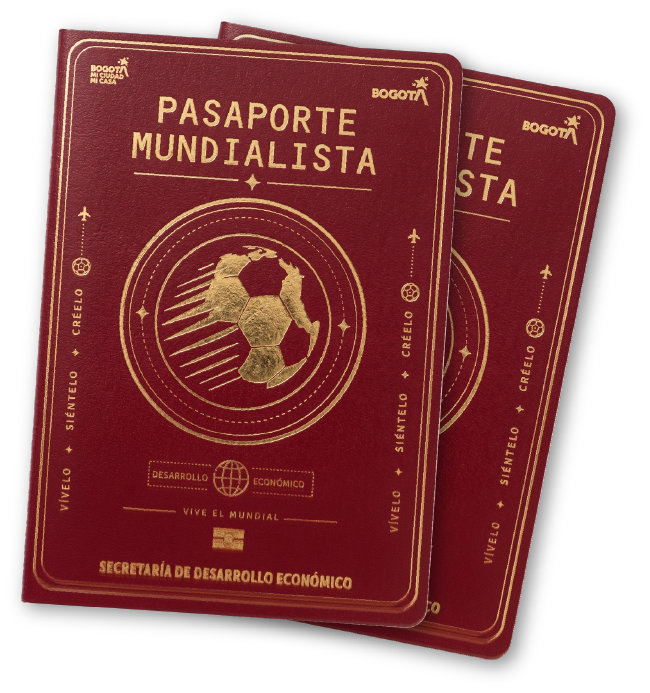 Fotografía de un pasaporte con un balón de fútbol en la portada