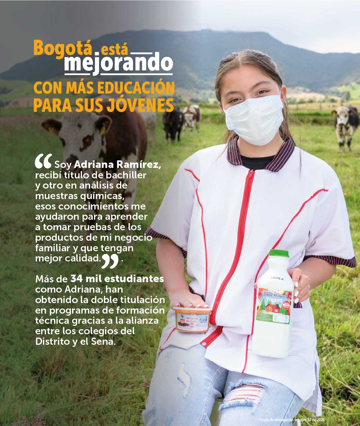 Foto de joven con tapabocas recibiendo apoyo de la alcaldía