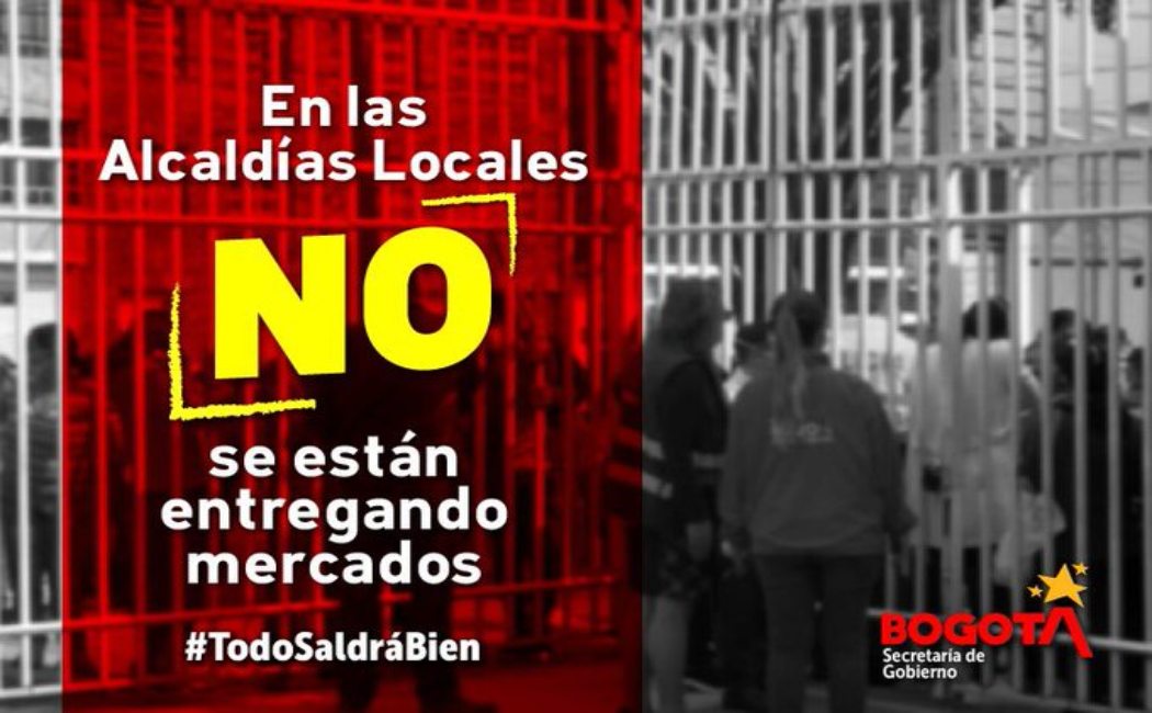 Falso: no se están entregando mercados por cuarentena en Bogotá