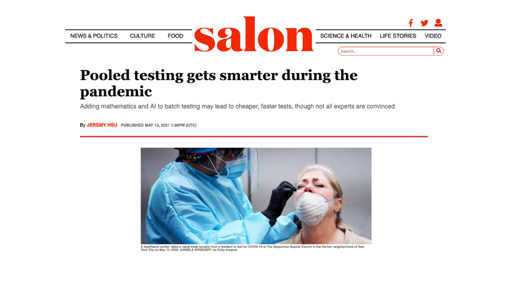 El medio estadounidense salon reseñó al proyecto uniandino Smart Pooling una estrategia que combina las matemáticas, la inteligencia artificial y la medicina para incrementar la eficiencia de pruebas PCR