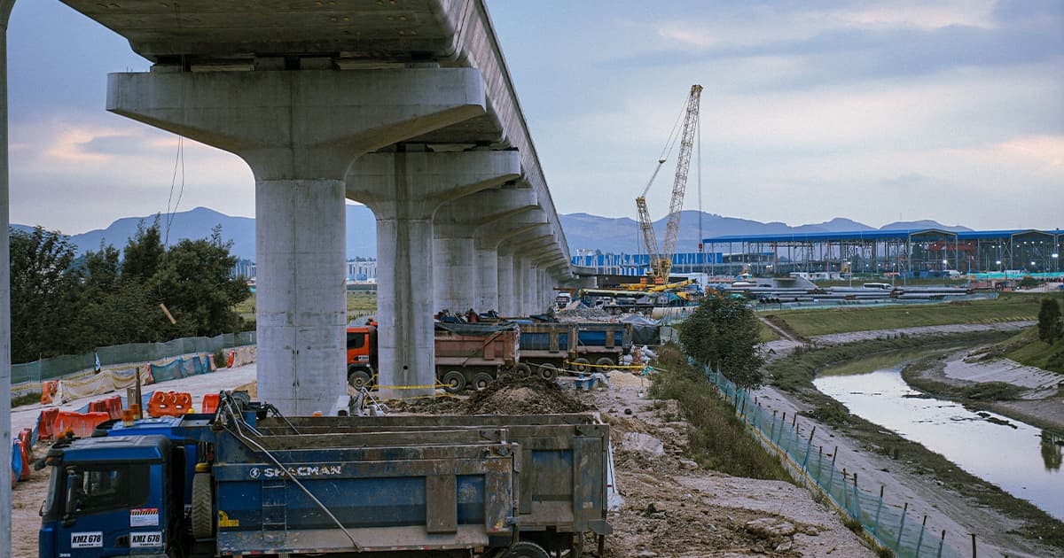 Foto del avance de las obras del Metro de Bogotá.