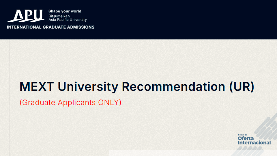 La Beca MEXT ofrece estudios de posgrado con financiación total en Japón, en la Ritsumeikan Asia Pacific University.