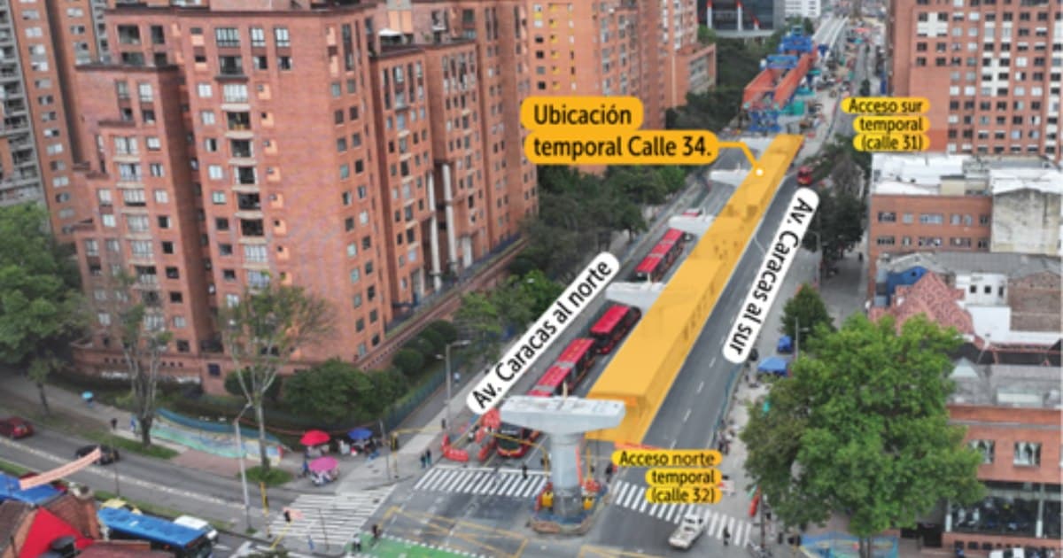 Cambios en operación de estación temporal TransMilenio Calle 34 Bogotá 