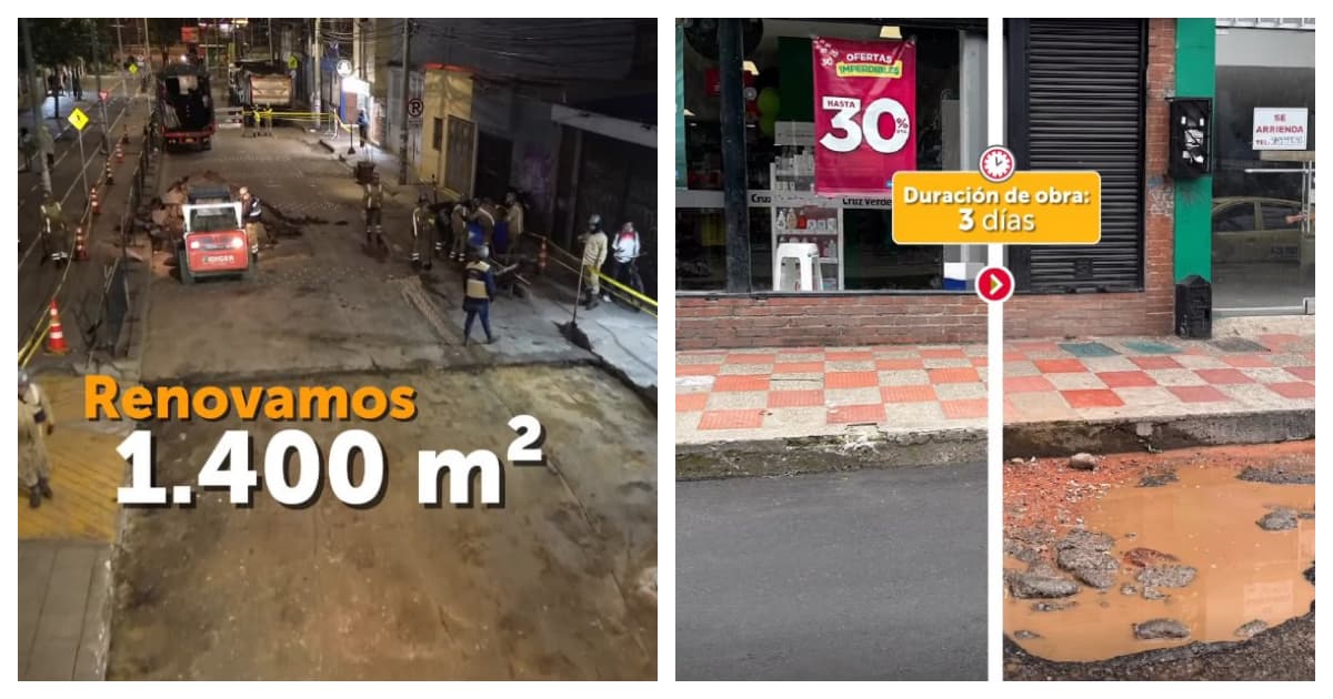 Foto de la malla vial mejorada en Engativá. 