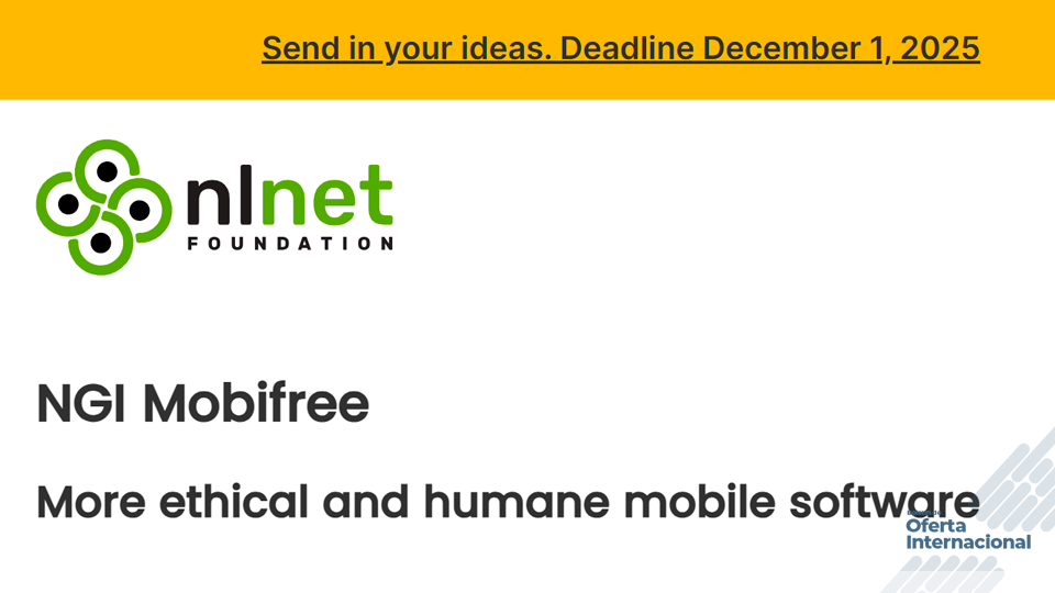 Convocatoria europea para desarrolladores y colectivos tecnológicos que crean software libre y sostenible.