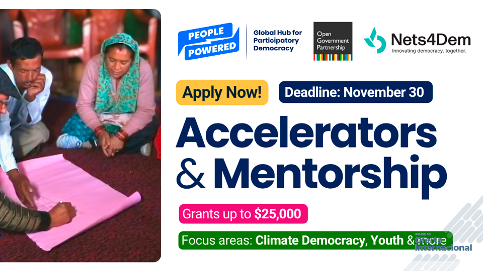 Convocatoria internacional para proyectos de participación ciudadana, democracia y acción climática.