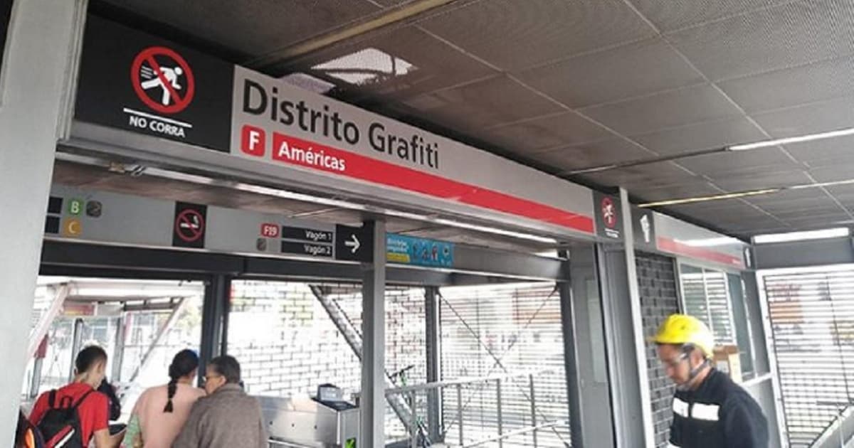 Foto de la estación de TransMilenio Distrito Grafiti en la avenida Las Américas.