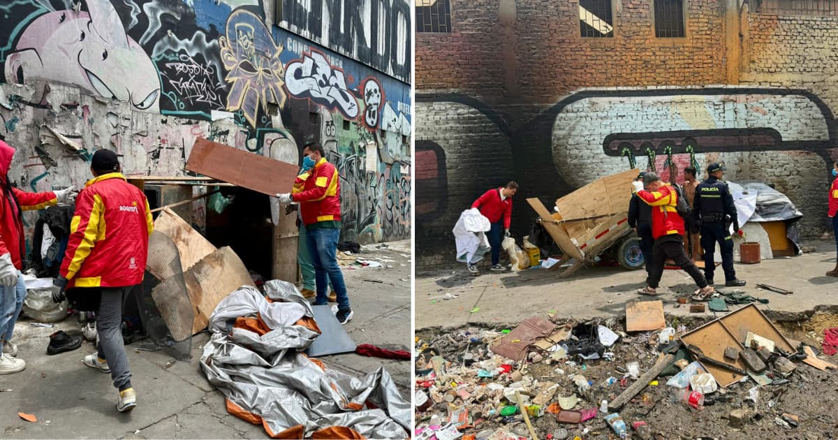 Imágenes de funcionarios del Distrito durante la recuperación de espacio público.