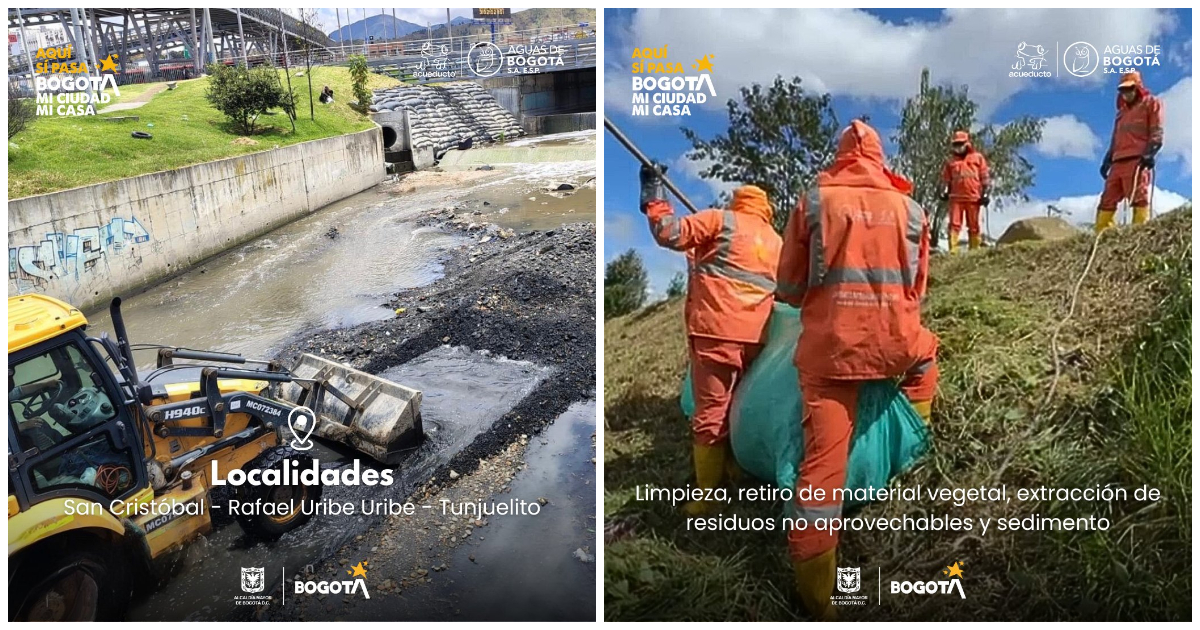 Jornada de limpieza en la quebrada Chiguaza en Bogotá 