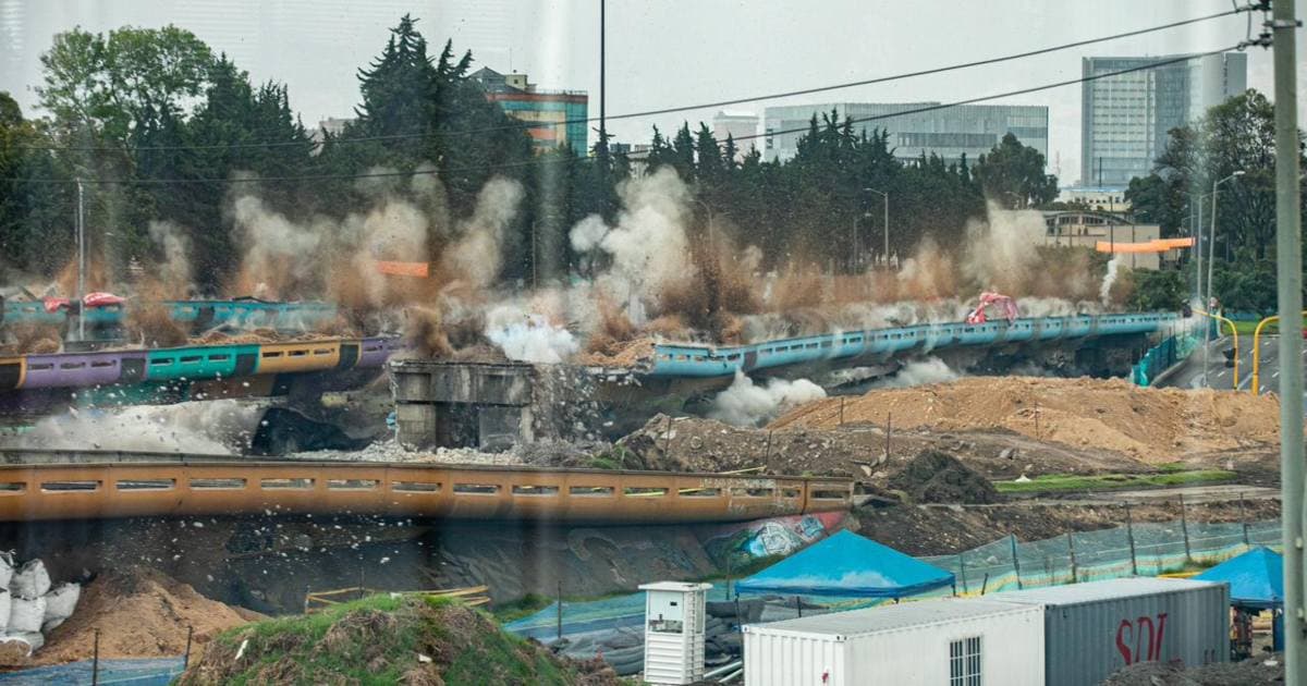 Fotos implosión puentes av de Las Américas con calle 13 Bogotá
