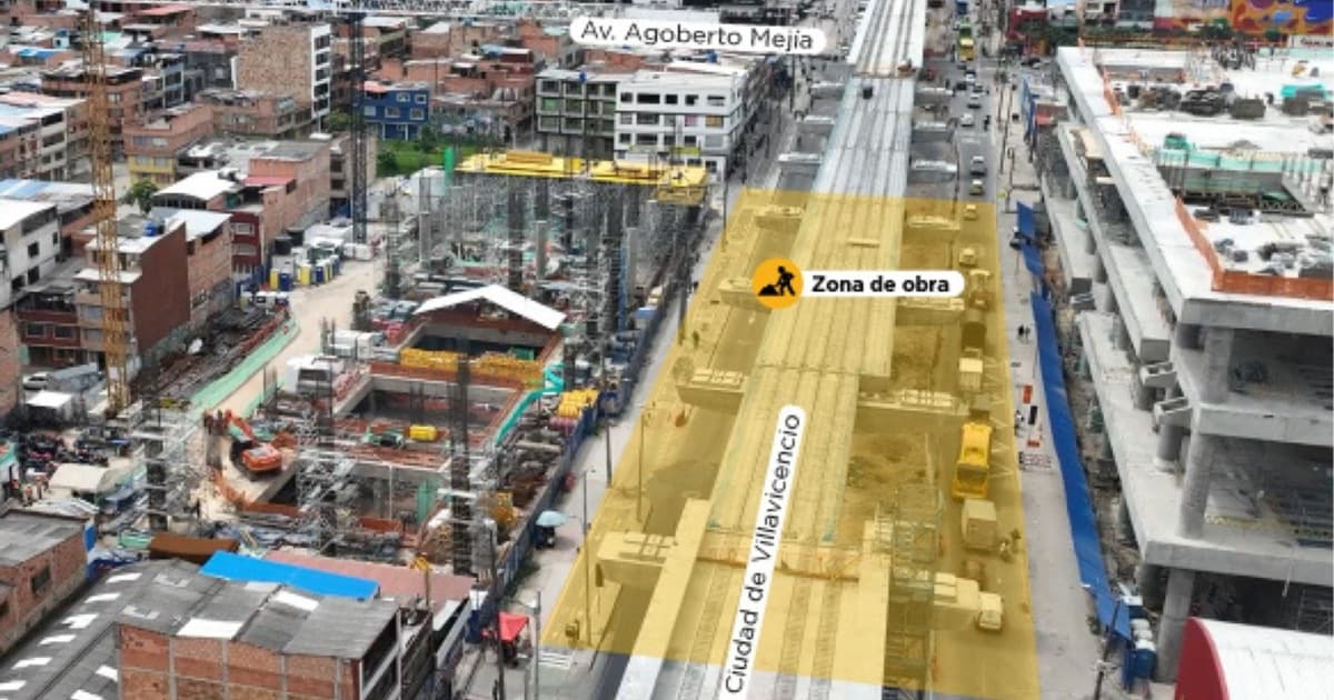 Foto de un frente de obra del Metro de Bogotá