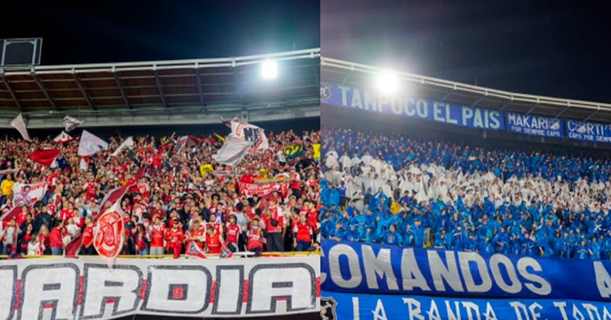 En la foto la hinchada de Santa Fe y Millonarios