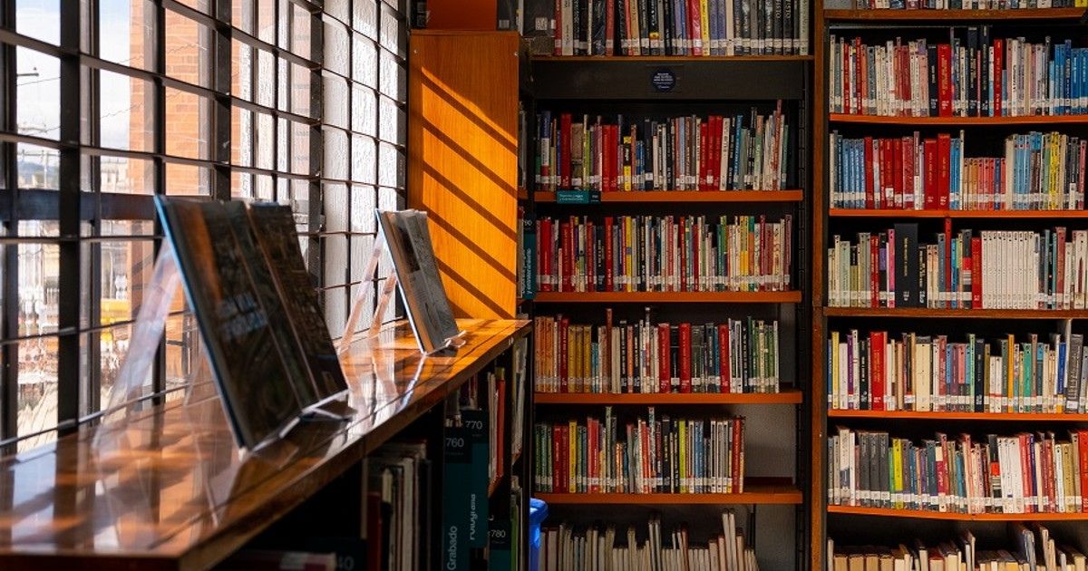 Fotografía de libros catalogados en una de las bibliotecas de Biblored