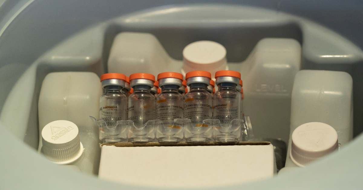 Foto que muestra recipientes de vacunas