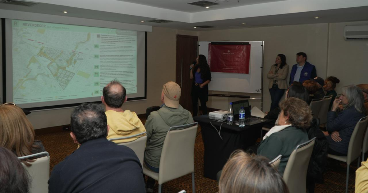 Imagen de una mujer exponiendo el proyecto ante la ciudadanía