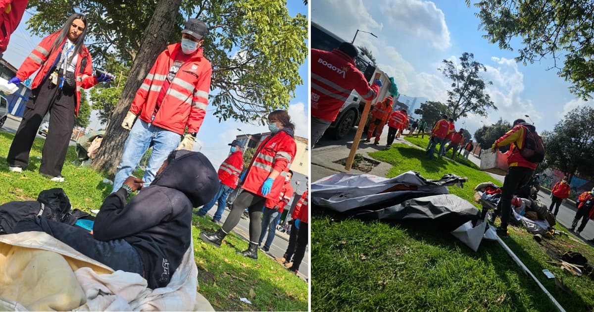 Fotos de del operativo con seis cambuches retirados y 750 m² de espacio público recuperado.