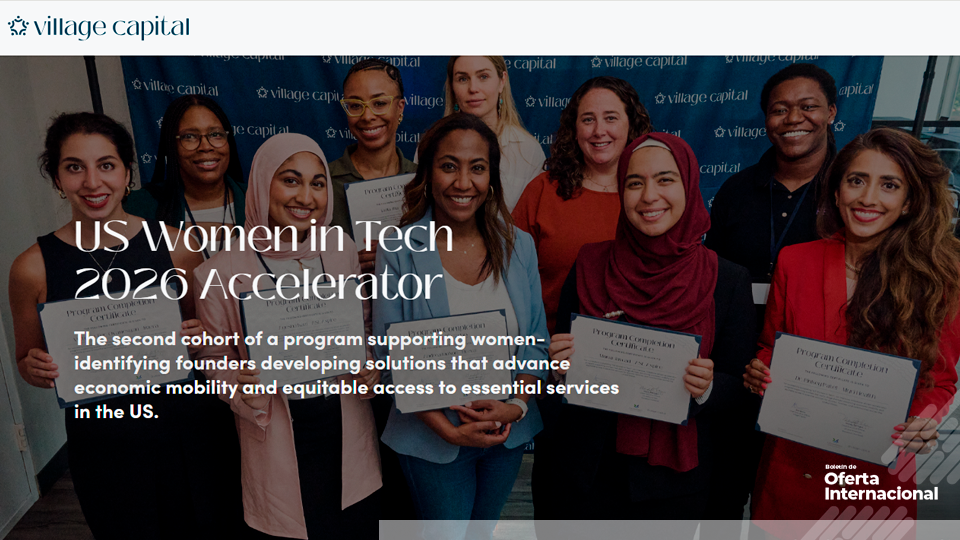 Programa de aceleración para startups tecnológicas lideradas por mujeres en Estados Unidos.