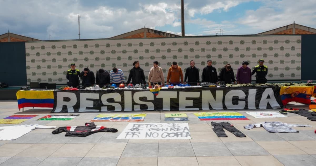 Foto de los 11 capturados señalados de integrar los 'PPP', vinculados a 16 actos violentos en Bogotá.