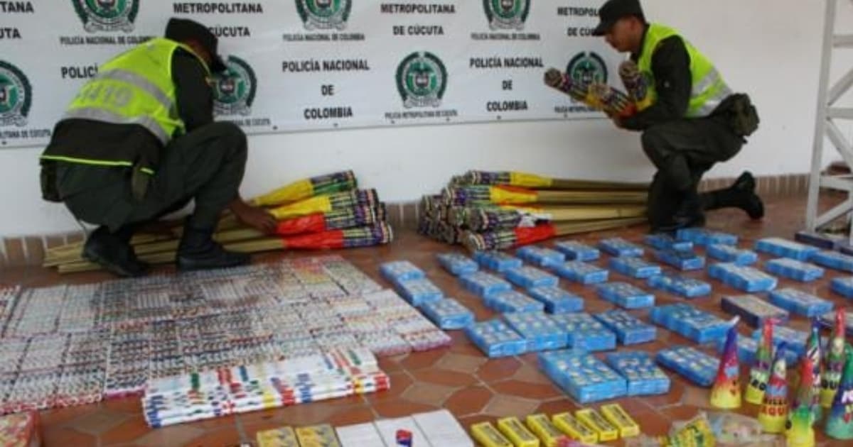 Foto de incautación de pólvora en Bogotá.