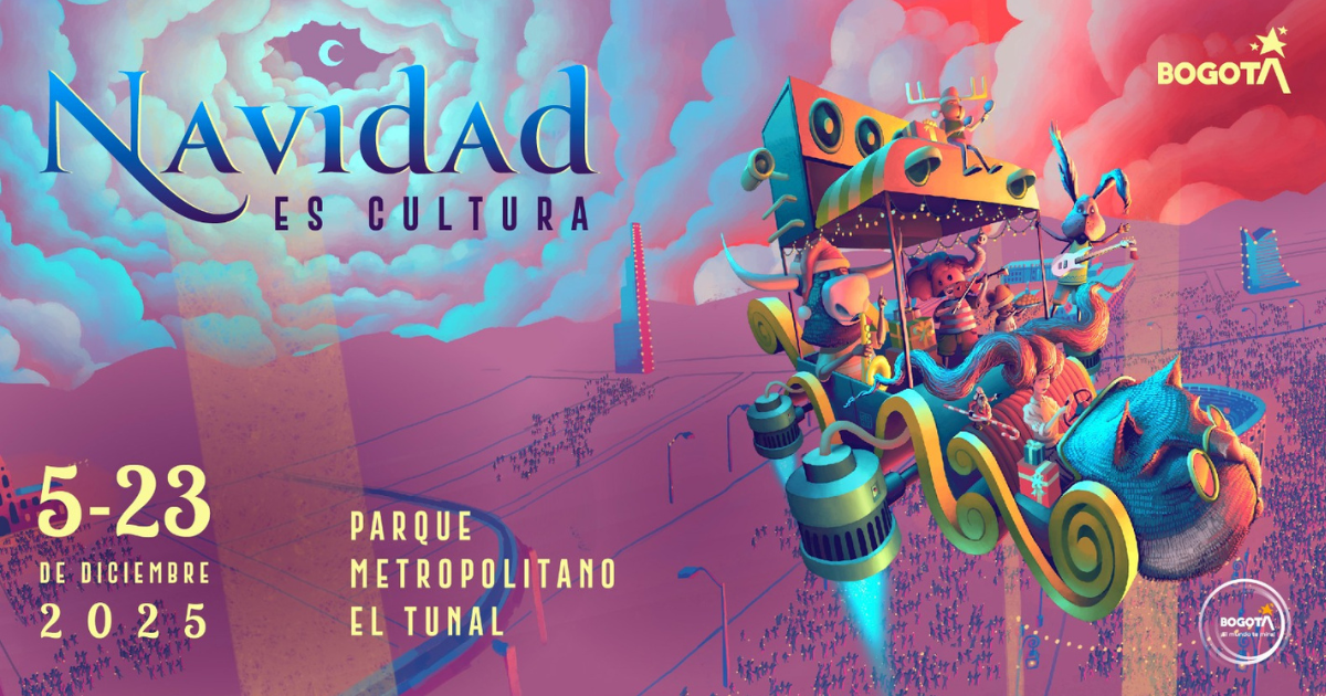 Imagen con la información y personaje de lo que sucederá en el Parque El Tunal en Navidad es Cultura 2025