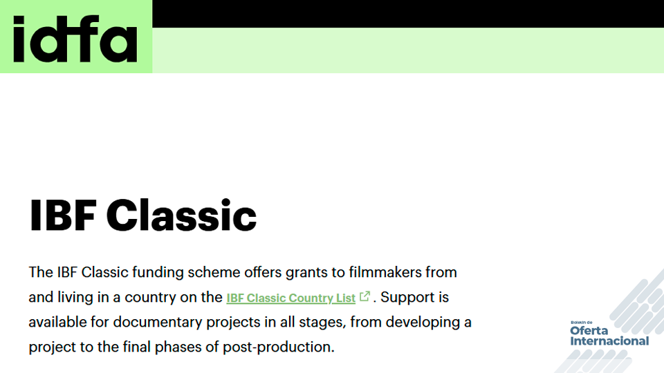 IBF Classic: subvenciones internacionales para documentales con mirada local