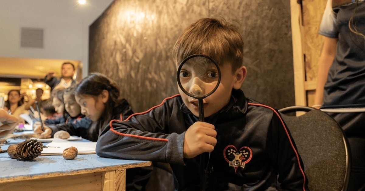 Foto que muestra un niño con una lupa 