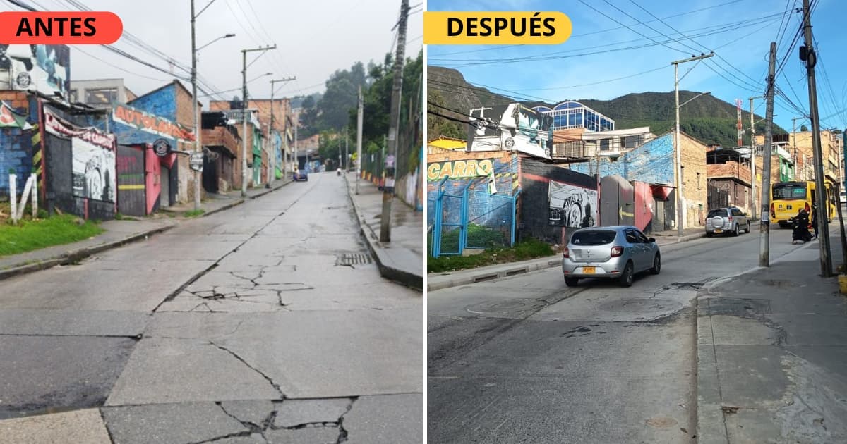Foto de la vía intervenida en la localidad de San Cristóbal.