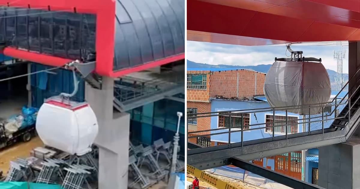 Fotos de las pruebas preliminares de las cabinas del TransMiCable de San Cristóbal en Bogotá.