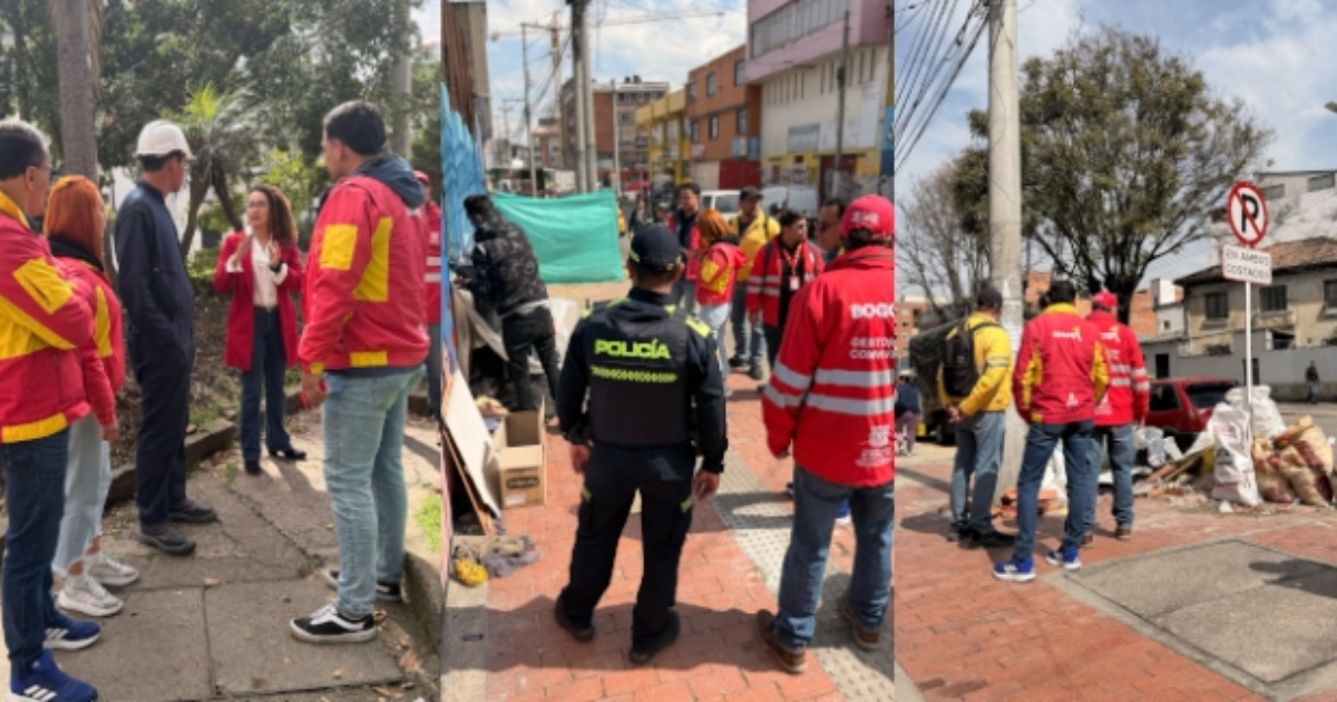 Foto de funcionarios del Distrito en operativo de limpieza