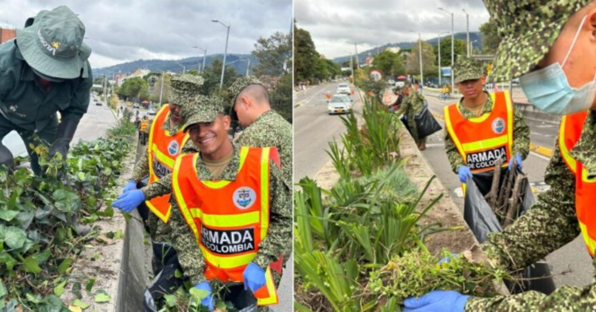Imagen de militares en la renaturalización de la ciudad.