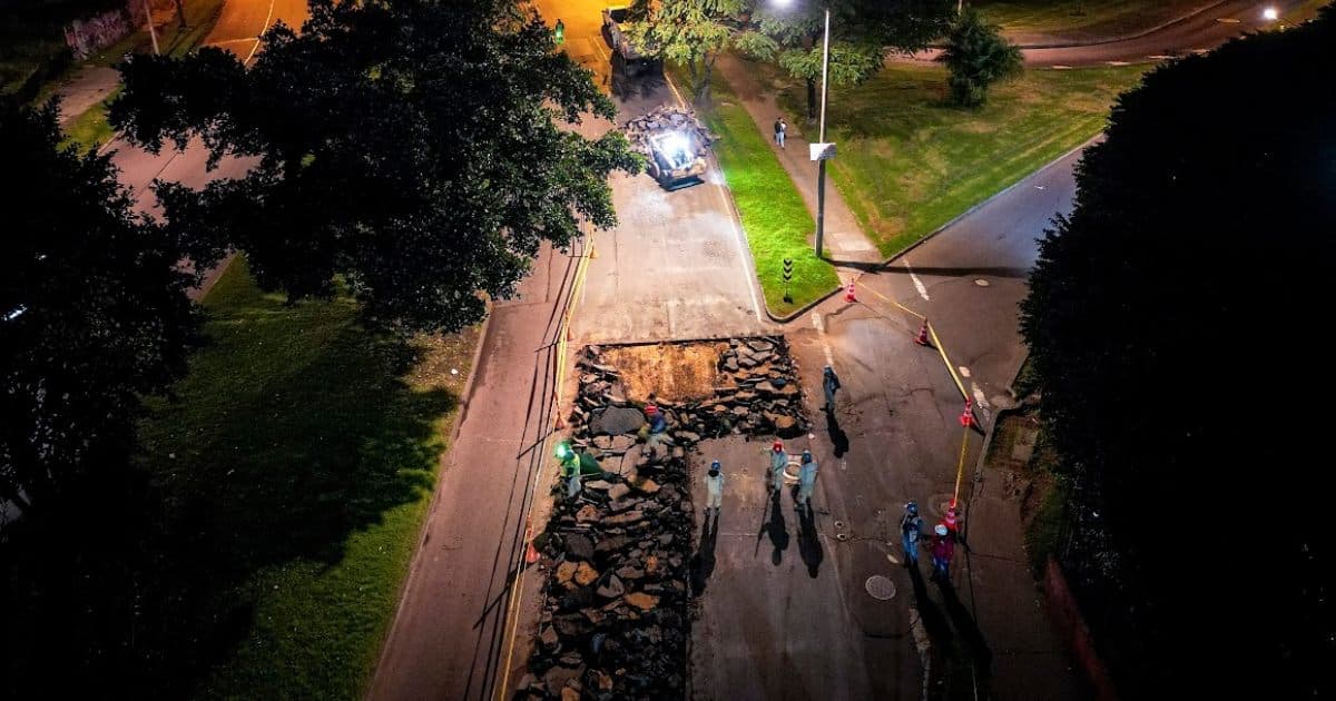 Imagen panorámica de una obra vial en Bogotá