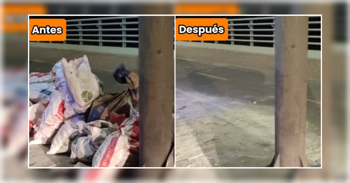 Foto que muestra un lado con residuos y uno sin residuos 