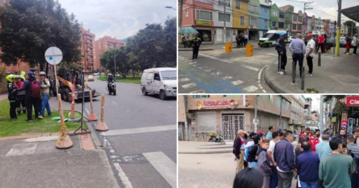 Foto de manifestantes en una vía de Bogotá 