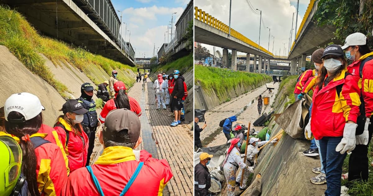 Fotos del operativo en el Canal Comuneros, ubicado en la calle Sexta en el centro de Bogotá.