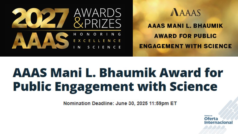 Premio internacional para divulgación científica AAAS