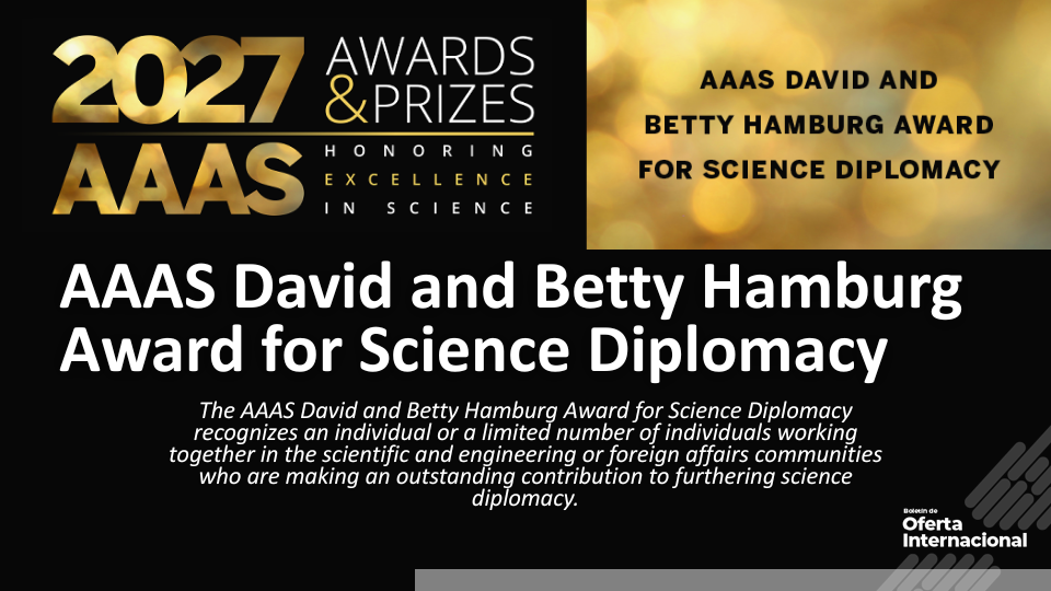 Premio AAAS diplomacia científica convocatoria internacional