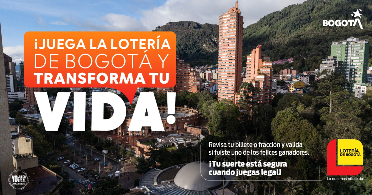 Imagen de la pieza gráfica que promociona el sorteo de la Lotería de Bogotá 