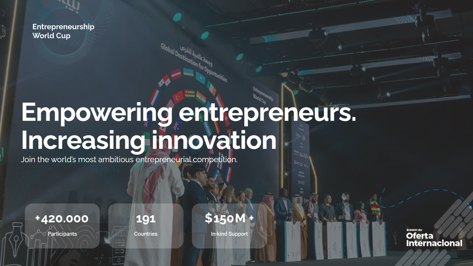 Emprendedores presentando startups en competencia internacional