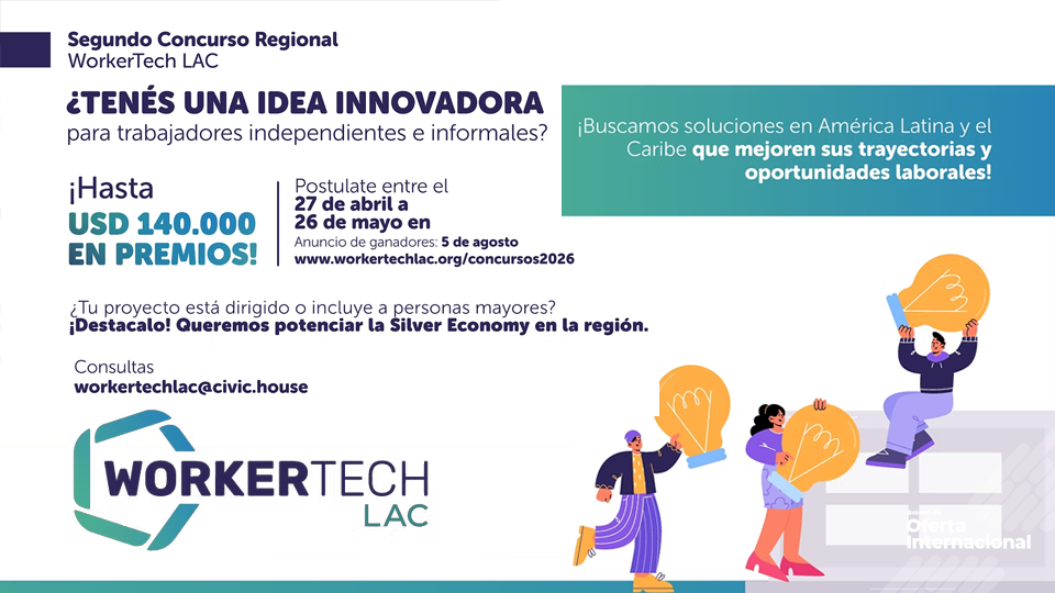Emprendedores colaborando en soluciones digitales para trabajadores